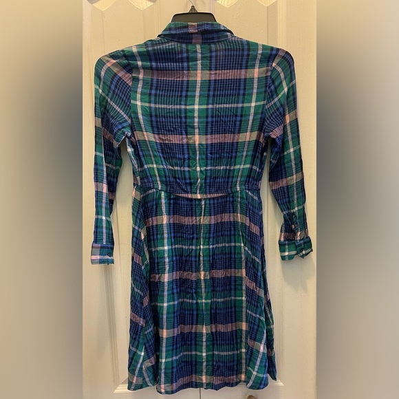 Old Navy Blue Green Colorful Plaid Button Down Dress - Picture 2 of 6